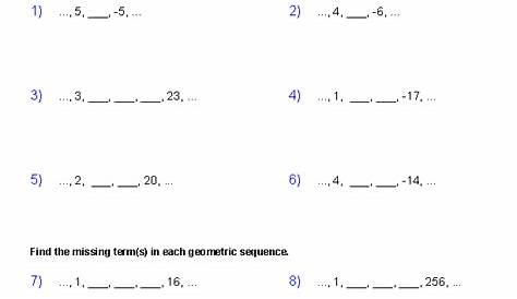 Arithmetic Sequence Worksheet Grade 10