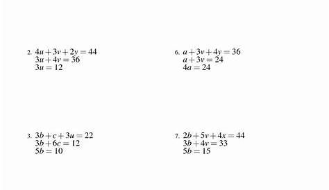 substitution method worksheet with answers