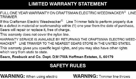 Craftsman 358799190 User Manual TRIMMER Manuals And Guides L0807415