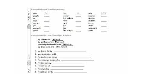 Pronouns Worksheet PDF - Free Download (PRINTABLE)