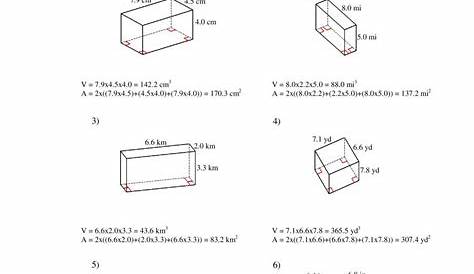 surface area of rectangular prism worksheet