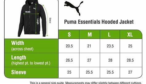 puma hoodie size chart