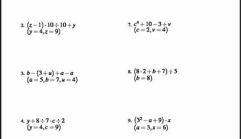 evaluate numerical expressions worksheet