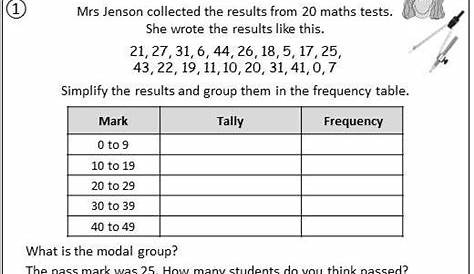 frequency table worksheet 4th grade