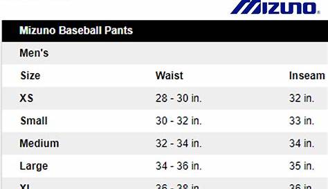 youth baseball pants size chart by age