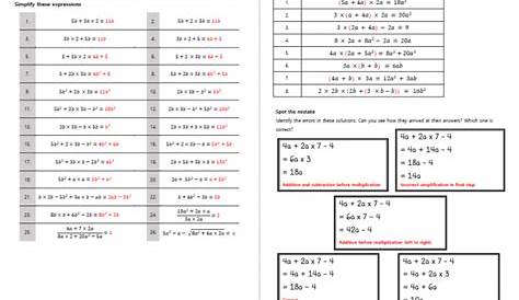 Algebraic Order of Operations Worksheet with Answers to Help KS4