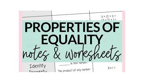 properties of equality worksheets