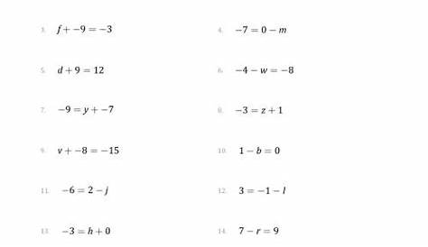 simple linear equations worksheets