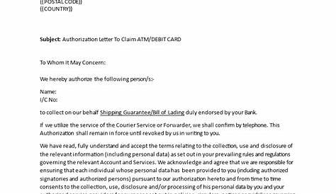 Simple Authorization Letter To Bank | Templates at allbusinesstemplates.com