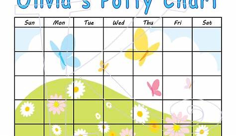 Girl Themed Potty Training Chart Customize Name by MainlyCharts