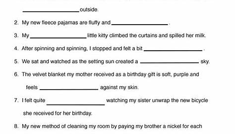 Adjectives Worksheet 1 - Fill in the Blanks
