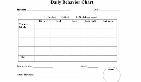 elementary daily behavior chart