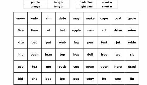 worksheets for long vowel sounds