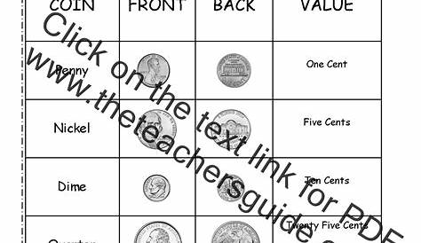 identifying coins worksheet first grade