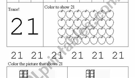 Tracing Number 21 Worksheet | AlphabetWorksheetsFree.com