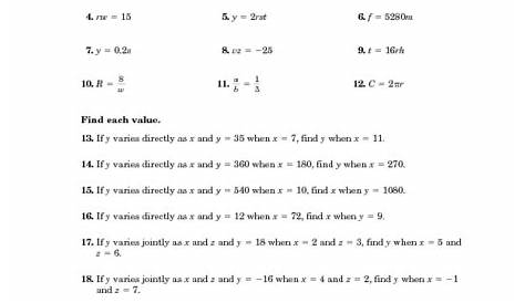 Direct Variation Problems Worksheet With Answers - Escolagersonalvesgui