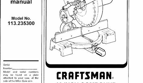 Craftsman 113235300 User Manual 10 COMPOUND MITRE SAW Manuals And