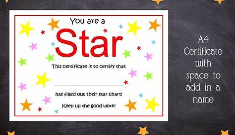 Star Reward Chart for Kids Printable Star Chart With | Etsy