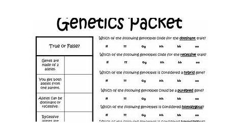 genetics probability worksheet