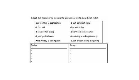 This Show-Don't-Tell worksheet is designed for students to generate