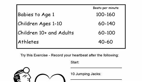heart rate activity worksheet