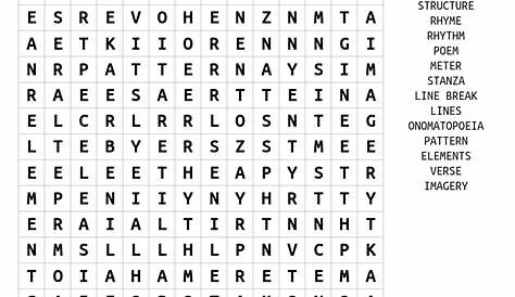 Download Word Search on elements of poetry