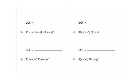factoring polynomials gcf worksheet