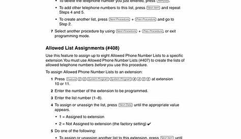 Allowed list assignments (#408) | Avaya PARTNER-18D User Manual | Page