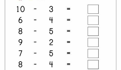 Math Worksheet - Subtraction (1-10) | Math subtraction worksheets