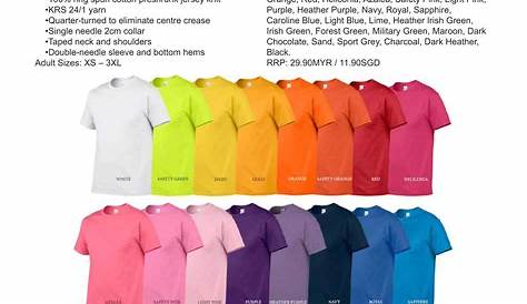 gildan softstyle shirts color chart
