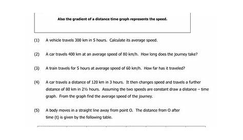speed time and distance worksheet answer key