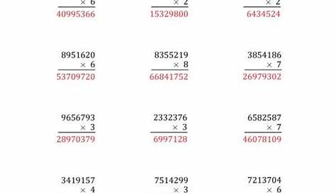 Multiplying 7-Digit by 1-Digit Numbers (A)