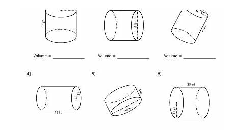 Volume of Cylinders Worksheets