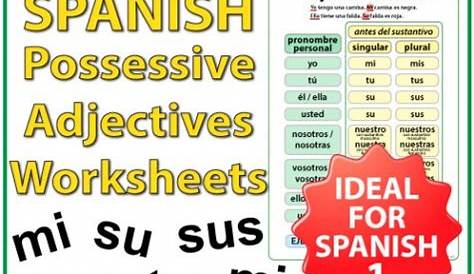 spanish possessive adjectives worksheets