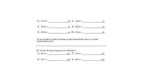 Converting Kilometers to Meters to Centimeters Worksheet - Measurement 4.MD.1 | Basic math, Math