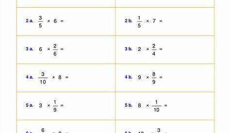 Worksheets for fraction multiplication