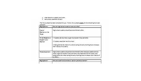 Thesis Statement Practice Worksheet by Rachel E Rickles | TpT