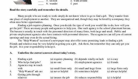 reading comprehension worksheets 9th grade