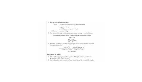 gravitational potential energy worksheets with answers