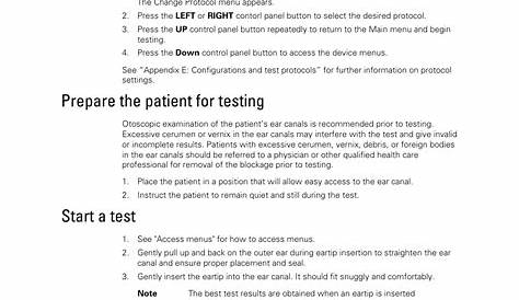 Select the test protocol, Prepare the patient for testing, Start a test