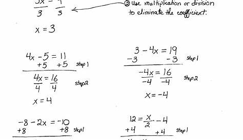 Solving 2 Step Equations Worksheet
