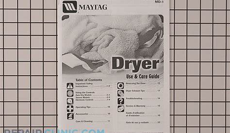 maytag dryer owners manual