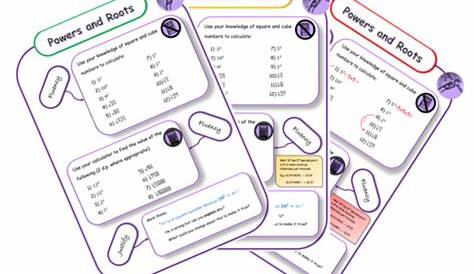 Powers and Roots - Differentiated Mastery Worksheets | Teaching Resources