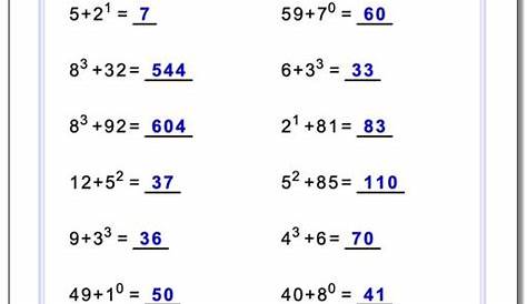 Exponents Worksheets: Addition with Exponents