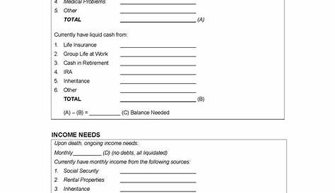 life insurance needs analysis worksheet pdf