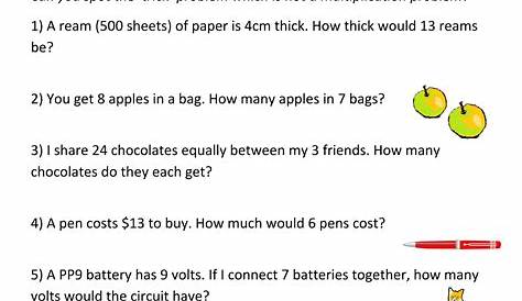 Multiplication Word Problem Worksheets 3rd Grade