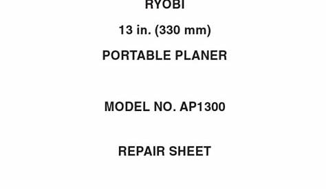 Ryobi Planer Ap1300 Parts Manual | PDF | Screw | Tools