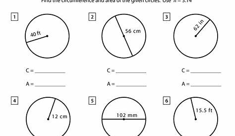 Circumference and Area of a Circle Worksheet - Math Monks