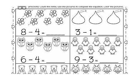 subtraction worksheets for kindergarten with pictures