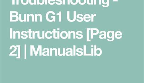 bunn g2 troubleshooting guide